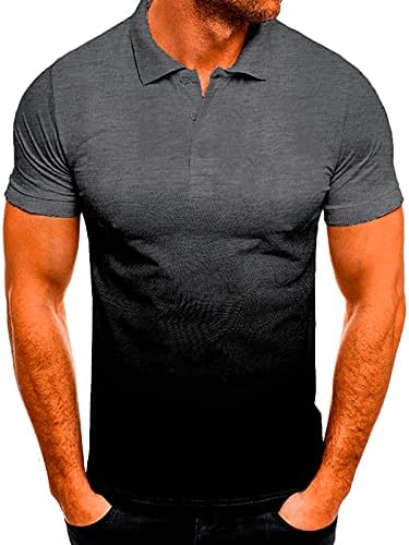 חולצות פולו לחולצות צווארון סטנד-אפ מגברים חולצות אופנה שיפוע צבעוני צבע שיפוע חולצה קיץ שרוול קצר.