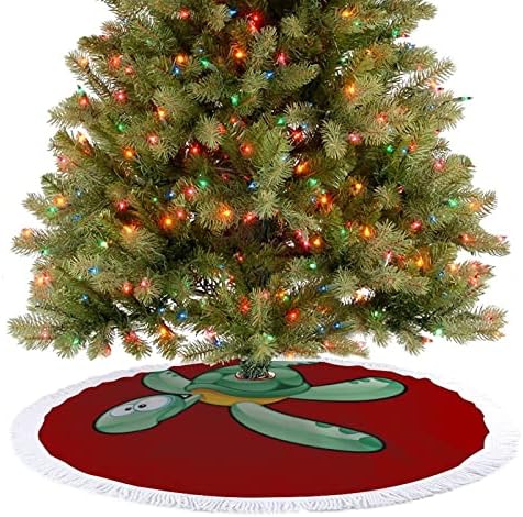 חצאית עץ חג המולד של צב חג המולד חמוד חצאית עגולה עגולה עגולה עגולה עם קצה מצויד לקישוטי חצר חיצוניים מקורה