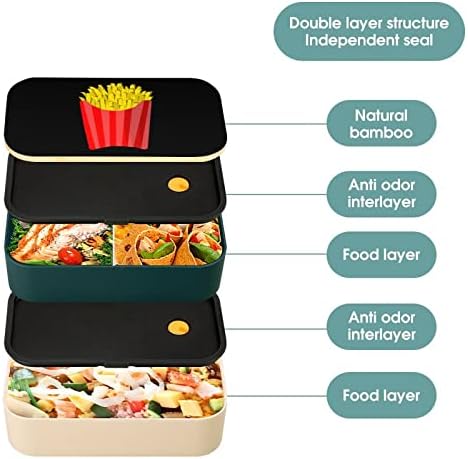 קופסת אוכל צ'יפס בנטו קופסת בנטו דליפה בנטו קופסא מזון עם 2 תאים לפיקניק עבודה מחוץ
