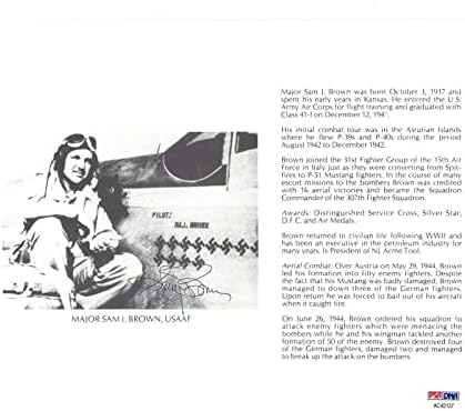 סם בראון חתום 8x10 PSA DNA AC42137 WWII ACE 16V - תמונות NFL עם חתימה