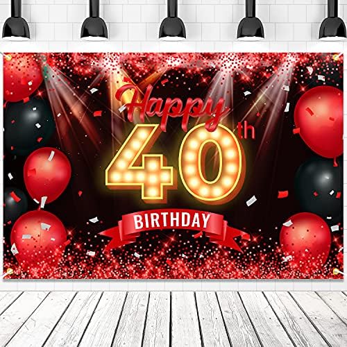 שמח 40 יום הולדת באנר רקע אדום ושחור 40 שנים ישן רקע יום הולדת קישוטי עבור נשים גברים צילום ספקי צד גליטר