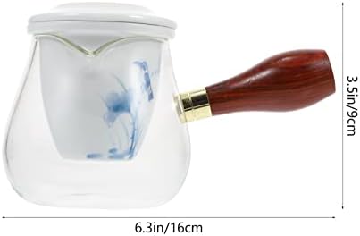 סיר תה קומקום זכוכית המוטון עם ידית עץ מעץ עץ מים רותח תה קומקום אדים סיר קפה חלב עם ידית קומקום כחול