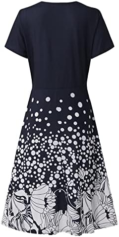 שמלת קיץ לנשים 2023 הדפס פרחוני עם צווארון אופנה שמלת מידי מזדמן שרוול קצר שמלת קו