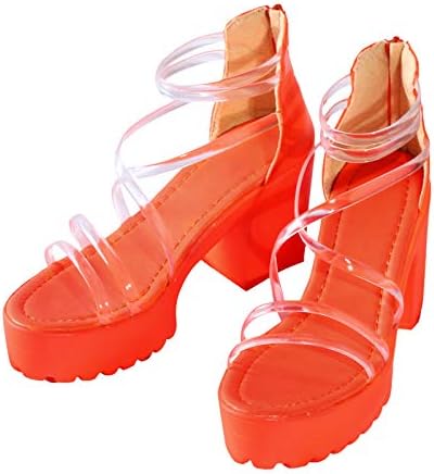 סנדלי עקבים שמנמנים לנשים קרסול פלטפורמת רוכסן נעלי עקבים גבוהים סנדל רצועה שקופה נעלי מסיבת הבוהן הפתוחה נעליים