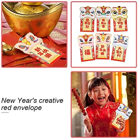 6 יחידות אדום מעטפות סיני האריה ריקוד אדום מנות ברונזינג בולט אדום כסף כיסים עבור ערב השנה החדשה אביב פסטיבל חתונה מסיבת משפחה איסוף