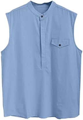 XXBR Henley חולצות ללא שרוולים לגברים, כפתור למטה גופיות מתאימות רופפות חוף קיץ חוף קז'ן טנקי נוחות