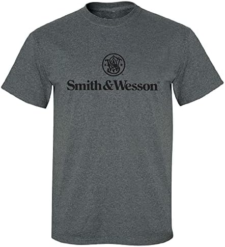 סמית & ווסון גברים של מגן לוגו מוצק קצר שרוול כותנה חולצה