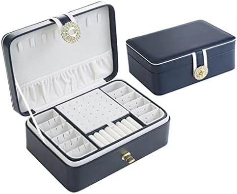 תיבת אחסון תכשיטים לנשים שתי שכבות קופסאות תכשיטים של תכשיטי אחסון קופסאות אחסון