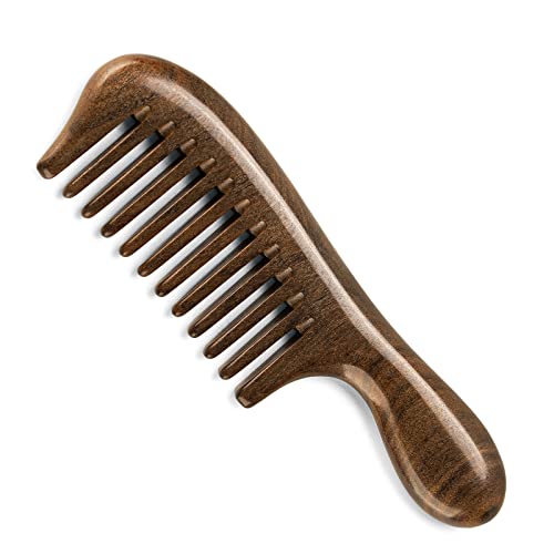 Nehzgnauh מסרק עץ רחב-שן, מתאים לגברים, נשים וילדים שיער ארוך, שיער מתולתל, שיער קשה ושיער עבה, הפחיתו חשמל סטטי וקרז, סבכים מתירו, עיסוי