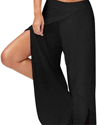 מכנסי יוגה נשים אנגונוול מכנסיים רופפים מכנסיים מותניים גבוהים מכנסיים לצד רגל רחב מכנסיים מכנסיים להדפיס