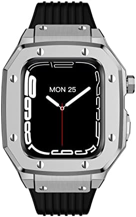 מארז שעון סגסוגת Saawee לסדרת Iwatch See Cover עבור Apple Watch 7 6 5 44 45 ממ מתכת יוקרה גומי נירוסטה שעון שעון שינוי אביזרי ערכת