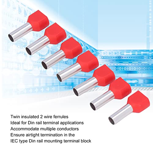 100 יחידות חוט חוט מראש סוג צינור מבודד סוג מלחץ קר מסופי תיל מחבר חוט נחושת PVC חומר אדום