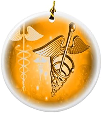אביר ריקי כתום רופא רפואי סמל עיצוב חרסינה עגולה קישוטי חג המולד דו צדדיים