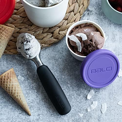 מיכלי גלידה מיני בלצ ' י-8 אונקיות עם מכסי סיליקון-מיכלי אחסון מזון במקפיא, לשימוש חוזר, אטומים לדליפה, למיכלי גלידה תוצרת בית-כחול, אדום
