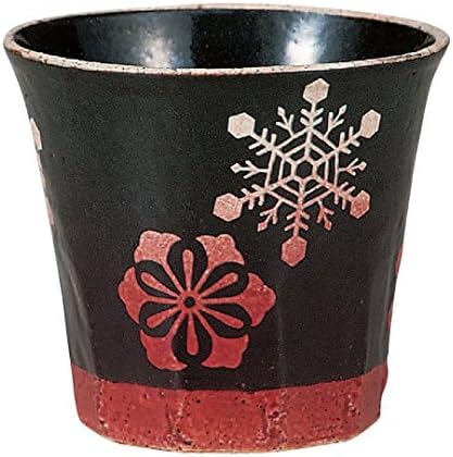 伊野 正峰 Kutani Ware K4-1150 כוס חינם, דפוס גלגל שלג, אדום