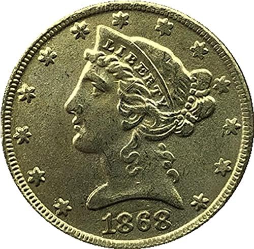 1868 אמריקה ליברטי איגל מטבע מטבע מצופה זהב מצופה זהב קריפטו