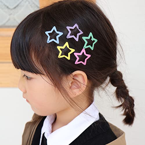 יאוקואה כוכב שיער קליפים עבור בנות, 32 יחידות החלקה שיער קליפים מתכת שיער סיכות עבור בנות ילדים תינוק בני נוער נשים,חמוד צבעוני הצמד קליפים.